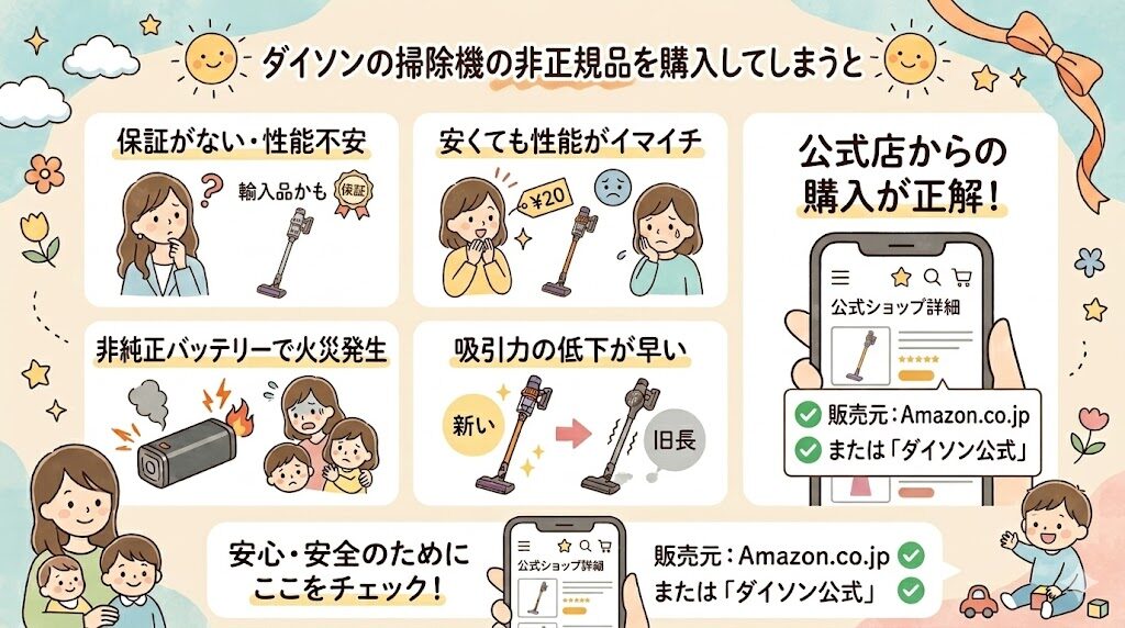 非正規品のダイソンの掃除機を購入してしまうと