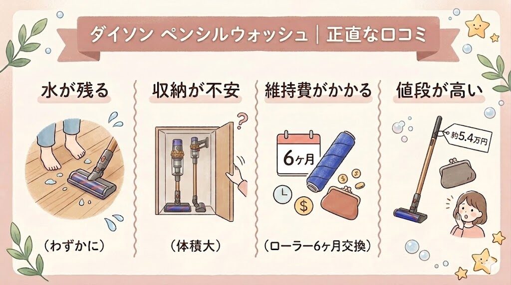 ダイソンペンシルウォッシュの悪い口コミ・評判4つ