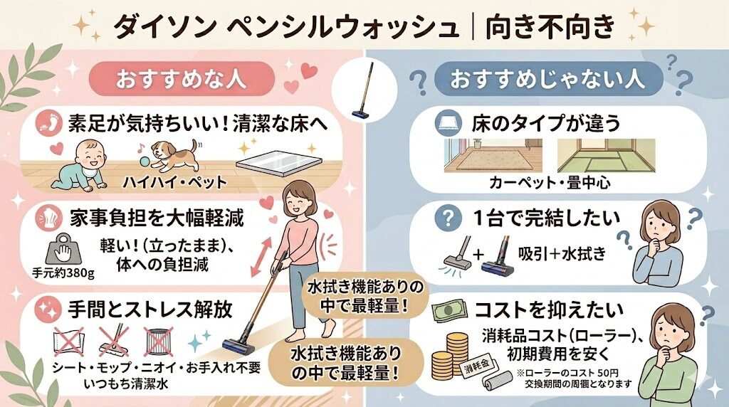 ダイソンのペンシルウォッシュがおすすめな人・おすすめじゃない人