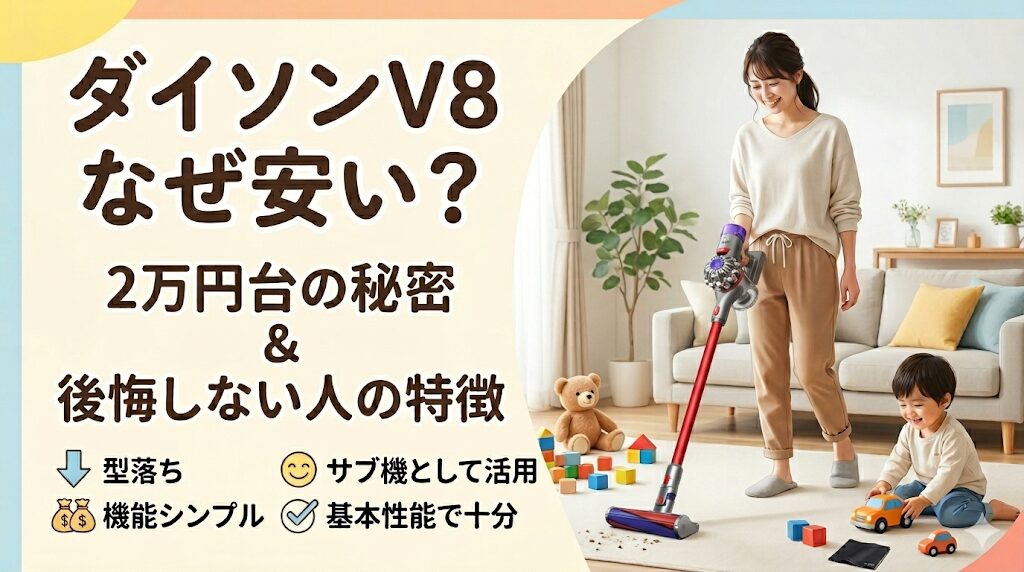 ダイソンV8はなぜ安い？2万円台で買える理由と後悔しない人の特徴