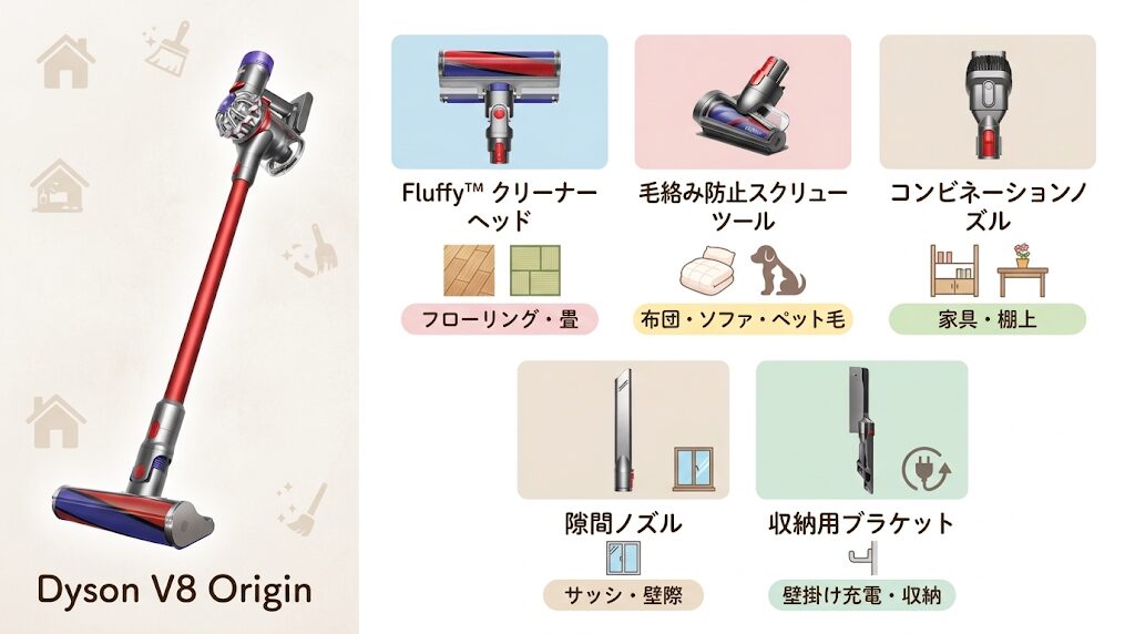 ダイソンV8の付属品