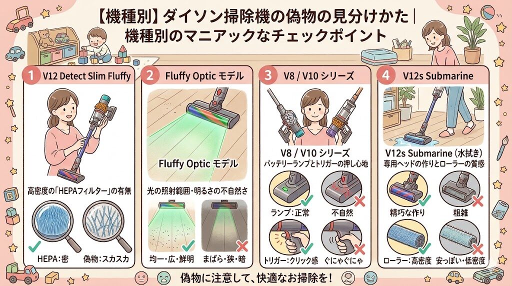 【機種別】ダイソン掃除機の偽物の見分けかた｜機種別のマニアックなチェックポイント