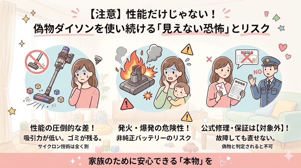 性能が低いだけじゃない！偽物ダイソン掃除機を使い続ける「見えない恐怖」とリスク