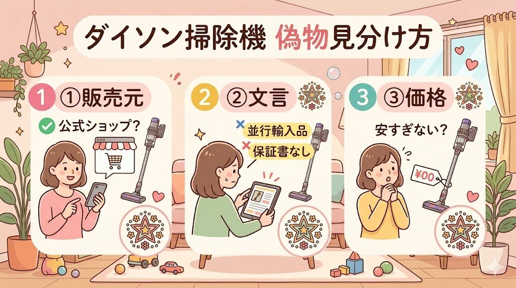 ダイソン掃除機の偽物の見分けかた