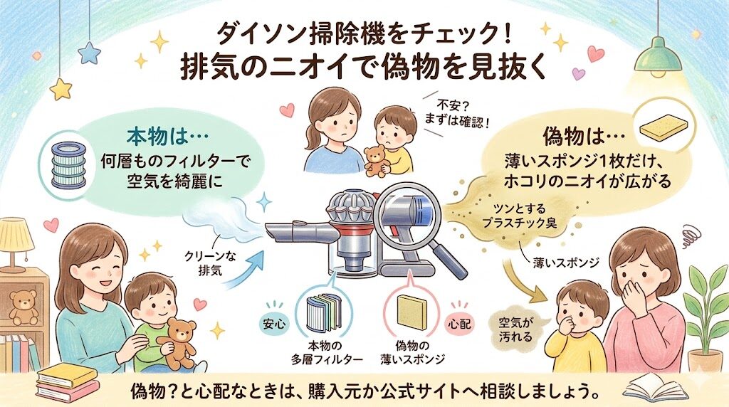 ダイソンの掃除機：作りが甘く、安っぽいプラスチック臭がするか