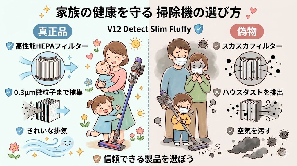 ダイソンの掃除機：V12 Detect Slim Fluffy：高密度の「HEPAフィルター」の有無
