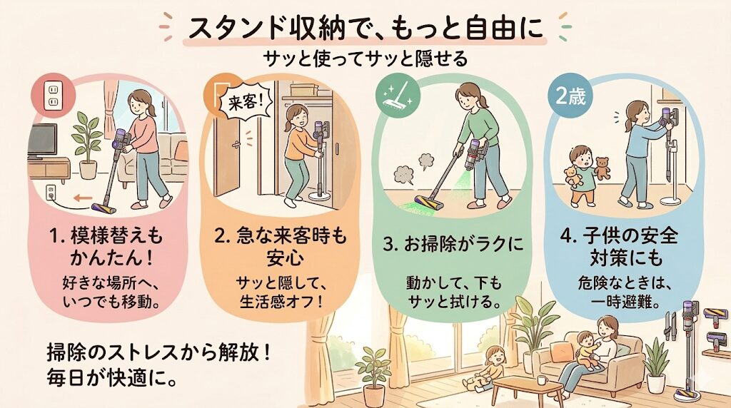 模様替えも来客時の目隠しも一瞬！「サッと使ってサッと隠せる」快適な家事の動線