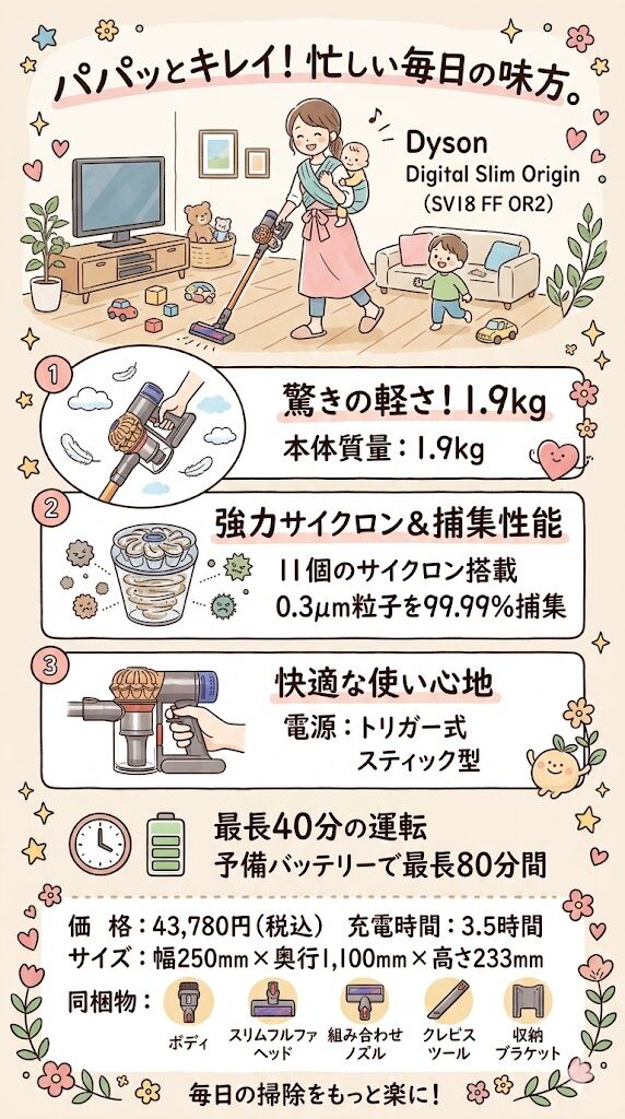 ダイソンデジタルスリムオリジン（SV18FFOR2）の機能
