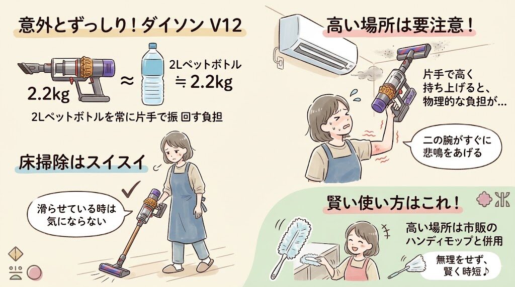 片手で長く使うと意外とずっしり重い