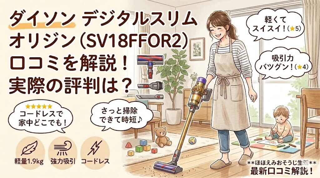ダイソンデジタルスリムオリジン（SV18FFOR2）口コミを解説！実際の評判は？