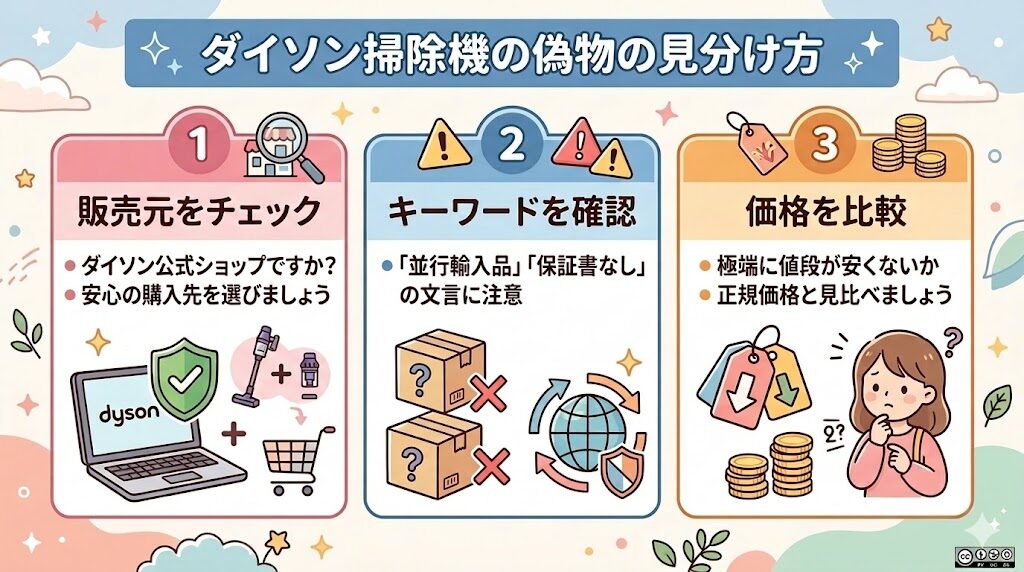 ダイソン掃除機の偽物の見分け方