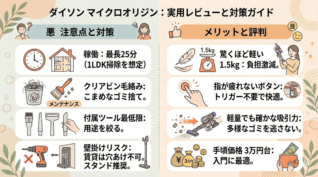 ダイソンマイクロオリジン（SV33FFOR）の口コミ・メリット・デメリットまとめ