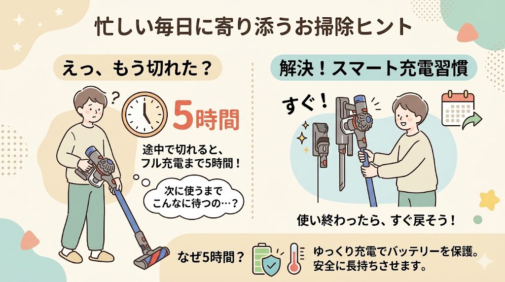 フル充電に5時間かかる
