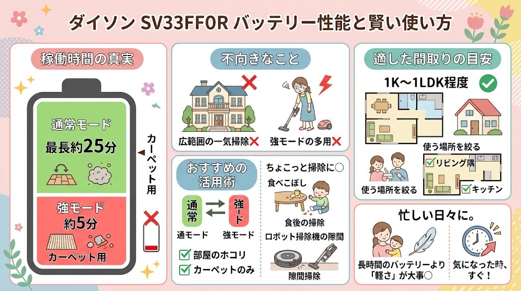 ダイソンマイクロオリジン（SV33FFOR）最大の弱点は、バッテリー容量の少なさ