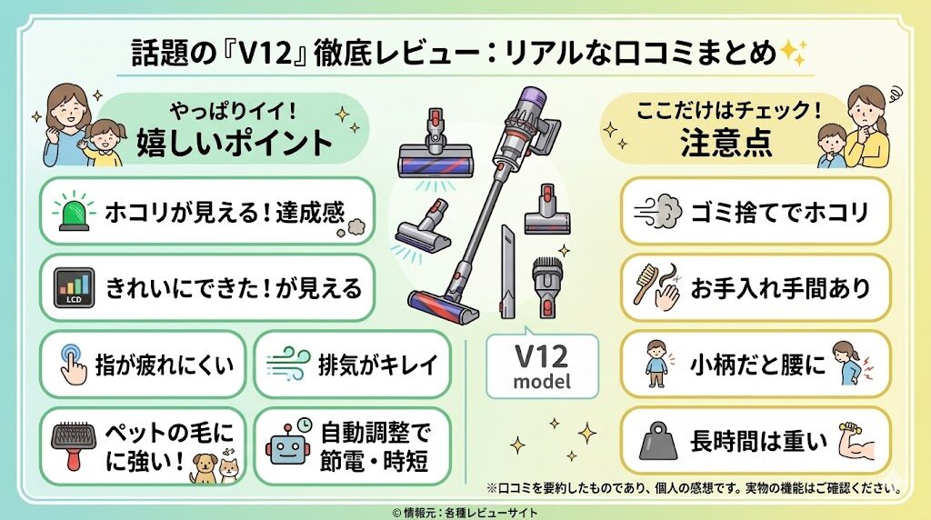 ダイソンV12（SV46FF）の良い口コミ・悪い口コミ