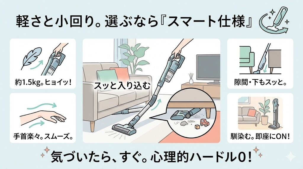ダイソンを買わない方がいい？代わりになる賢い選択肢：軽さと小回りならシャーク