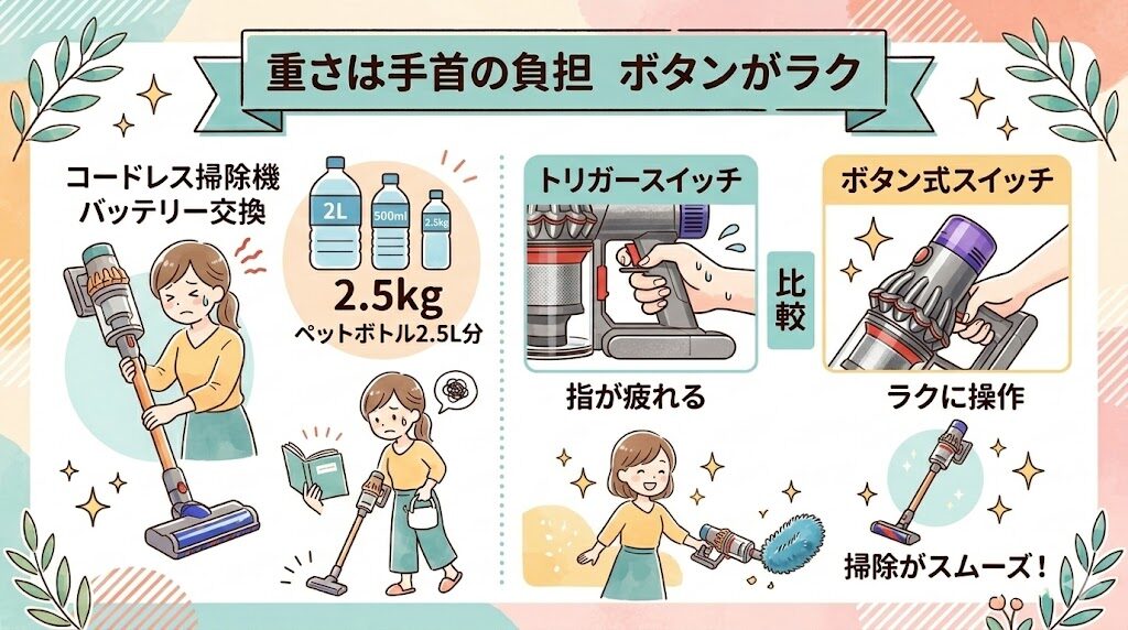 ダイソンの重さが手首の負担