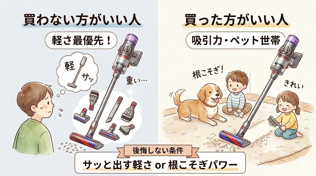 ダイソンを買わない方がいい人・買った方がいい人の特徴と後悔しない条件