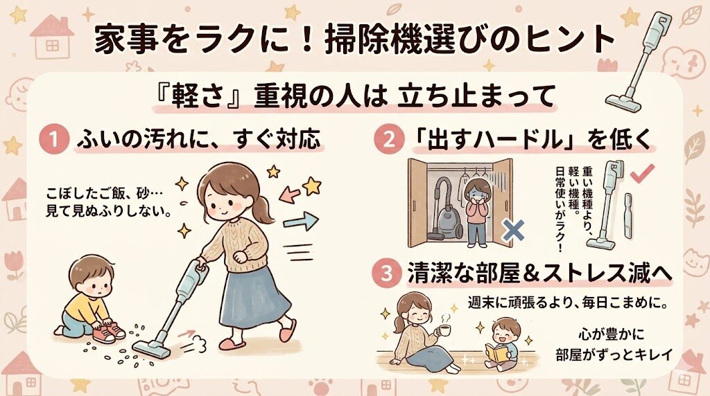 ダイソンの掃除機を買わない方がいい人は軽さ重視