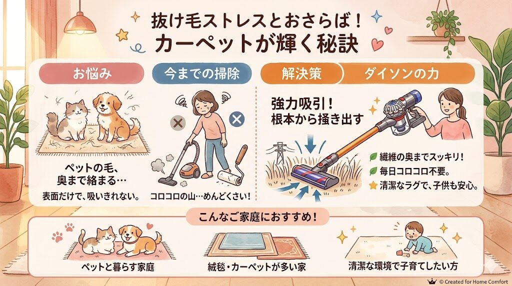 ダイソンの掃除機を買った方がいい人は吸引力を重視・ペット世帯